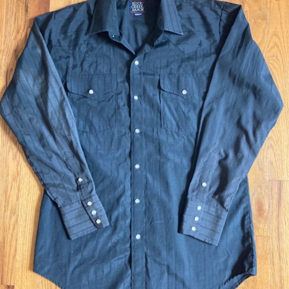 Rock Creek Ranch Black Striped Pearl Snap Western Shirt